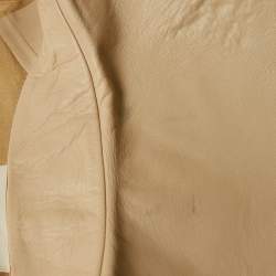 Pre Owned Celine Beige Leather Drawstring Detail Coat S