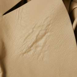 Pre Owned Celine Beige Leather Drawstring Detail Coat S
