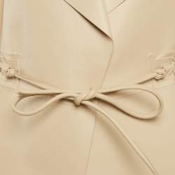 Pre Owned Celine Beige Leather Drawstring Detail Coat S