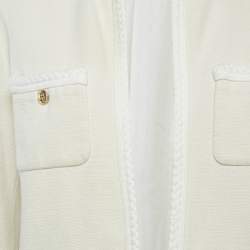 Celine Off-White Silk Braid Trim Detail Open Front Jacket M