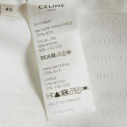Celine Off-White Silk Braid Trim Detail Open Front Jacket M