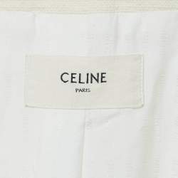 Celine Off-White Silk Braid Trim Detail Open Front Jacket M