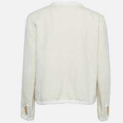 Celine Off-White Silk Braid Trim Detail Open Front Jacket M