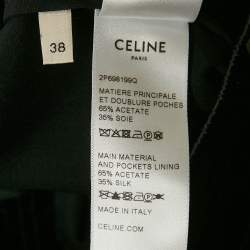 Pre Owned Celine Black Satin Silk Blend Boxing Trousers M