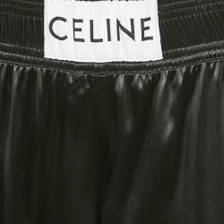 Pre Owned Celine Black Satin Silk Blend Boxing Trousers M