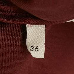 Pre Owned Celine Burgundy Satin High Waist Trousers S