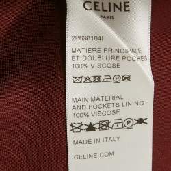 Pre Owned Celine Burgundy Satin High Waist Trousers S