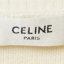 Pre Owned Celine Striped Cotton Rib Knit Cropped Sweater S
