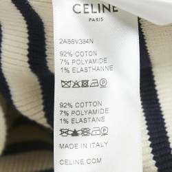 Pre Owned Celine Striped Cotton Rib Knit Cropped Sweater S