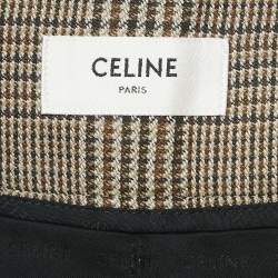 Celine Brown Checks Linen Pleated Bandeau Mini Skirt S