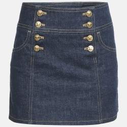 Celine Blue Wash Denim Trapeze Mini Skirt S Waist 25"