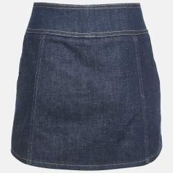 Celine Blue Wash Denim Trapeze Mini Skirt S Waist 25"