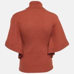 مملوكة مسبقًا Celine Orange Cashmere Knit Turtle Neck Top M