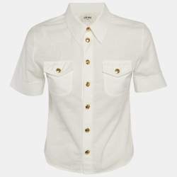 Pre Owned Celine White Cotton Button Front Shirt S