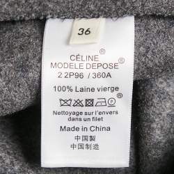 Celine Grey Wool Asymmetric Wrap Pencil Skirt S
