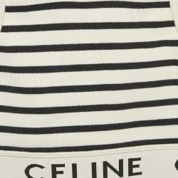 Celine White/Black Striped Rib Knit Tank Crop Top XS