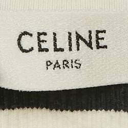 Celine White/Black Striped Rib Knit Tank Crop Top XS