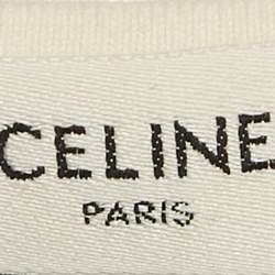 Pre Owned Celine White Striped Stretch Knit Crop Top S