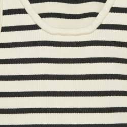 Pre Owned Celine White Striped Stretch Knit Crop Top S