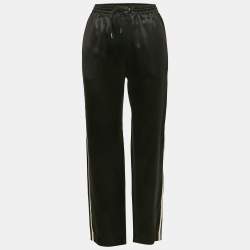 Celine Black Flowing Satin Triomphe Jogging Pants S
