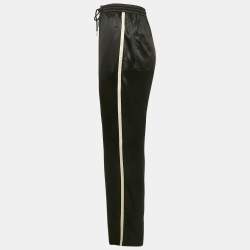 Celine Black Flowing Satin Triomphe Jogging Pants S