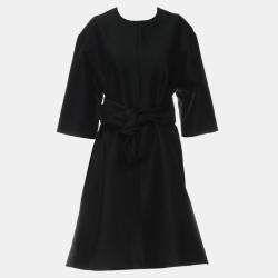 Celine Black Wool & Silk Belted Dress FR Women 42