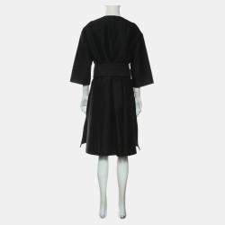 Celine Black Wool & Silk Belted Dress FR Women 42