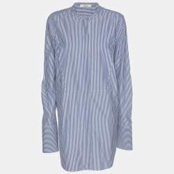 Celine Blue/White Striped Cotton Button Front Shirt M