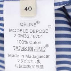 Celine Blue/White Striped Cotton Button Front Shirt M