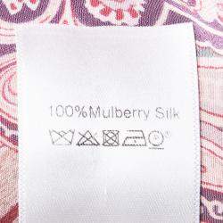 Pre Owned Celine Multicolor Printed Mulberry Silk Neck Tie Detail Long Sleeve High Low Tunic M