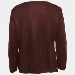 Celine Burgundy Wool Button Front Cardigan M