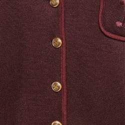 Celine Burgundy Wool Button Front Cardigan M