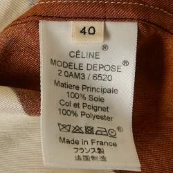 Celine Cream Printed Silk Button Front Shirt M