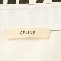 Celine Cream Printed Silk Button Front Shirt M