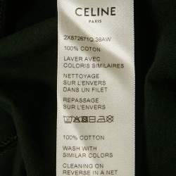 Pre Owned Celine Black Logo Print Cotton Crew Neck T-Shirt L