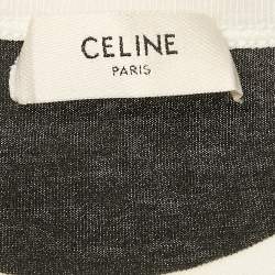 Pre Owned Celine Black Logo Print Cotton Crew Neck T-Shirt L