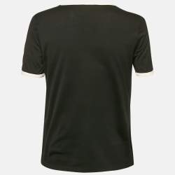 Pre Owned Celine Black Logo Print Cotton Crew Neck T-Shirt L