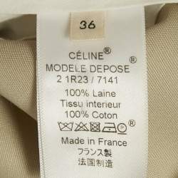 Pre Owned Celine Beige Wool Pleated High Rise Trousers S