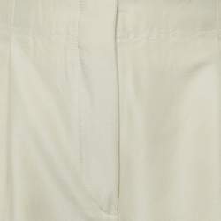 Pre Owned Celine Beige Wool Pleated High Rise Trousers S