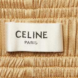 Celine Gold Crepe Logo Patch Shorts S