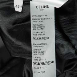 Celine Navy Blue Wool Gabardine Pleated Wide Leg Pants L