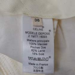 Celine Ivory Crepe Contrast Stitch Flared Trousers M