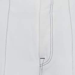 Celine Ivory Crepe Contrast Stitch Flared Trousers M