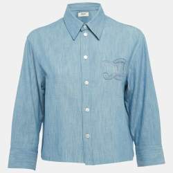 Celine Blue Triomphe Chambray Shirt S