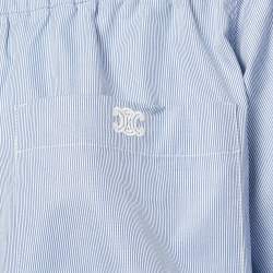 Celine Blue Striped Cotton Off-Shoulder Blouse S