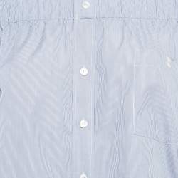 Celine Blue Striped Cotton Off-Shoulder Blouse S