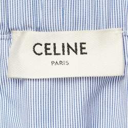 Celine Blue Striped Cotton Off-Shoulder Blouse S