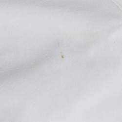 Pre Owned Celine White Logo Print Cotton Knit Crew Neck Crop Top S