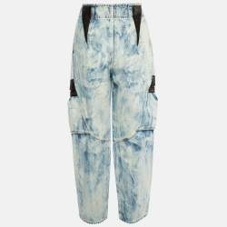 Celine Blue Denim Leather Trim High Waist Tapered Jeans M/Waist 28"