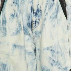 Celine Blue Denim Leather Trim High Waist Tapered Jeans M/Waist 28"